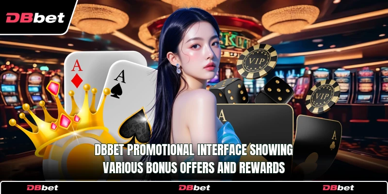 DbBet promotional interface showing various bonus offers and rewards