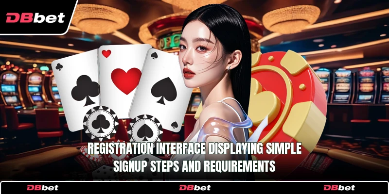 Registration interface displaying simple signup steps and requirements